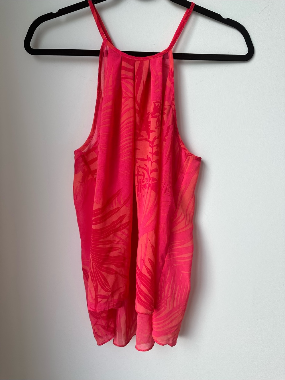 Armani Exchange Hot Pink & Coral Tropical-Print Halter Camisole